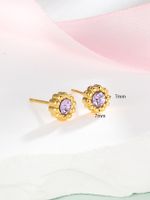 1 Pair Elegant Lady Geometric Plating Inlay 304 Stainless Steel Zircon 18K Gold Plated Ear Studs main image 2