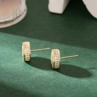 1 Pair Simple Style Round Plating Inlay Alloy Zircon Gold Plated Ear Studs main image 2