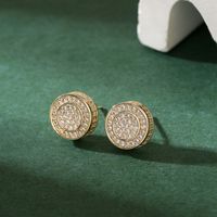 1 Pair Simple Style Round Plating Inlay Alloy Zircon Gold Plated Ear Studs main image 5