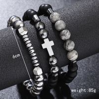 Hip-hop Cross Natural Stone Beaded Men's Bracelets sku image 6