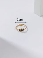 304 Stainless Steel 14K Gold Plated Simple Style Classic Style Plating Inlay Geometric Obsidian Adjustable Ring main image 3