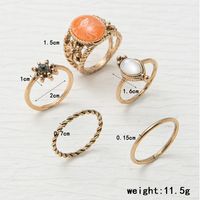 Hip-hop Classic Style Color Block Gold Plated Silver Plated Artificial Gemstones Opal Alloy Wholesale Rings main image 3