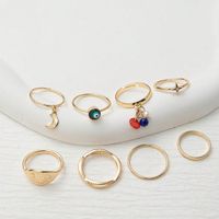 Hip-hop Classic Style Color Block Gold Plated Silver Plated Artificial Gemstones Opal Alloy Wholesale Rings sku image 4