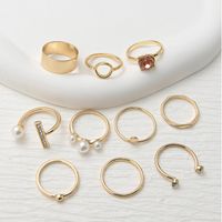 Hip-hop Classic Style Color Block Gold Plated Silver Plated Artificial Gemstones Opal Alloy Wholesale Rings sku image 6