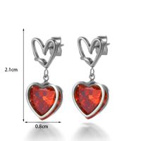 1 Pair French Style Simple Style Heart Shape Stainless Steel Zircon 18k Gold Plated Drop Earrings main image 4