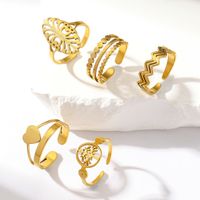 Simple Style Commute Solid Color Stainless Steel Plating 18k Gold Plated Rings sku image 1