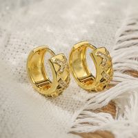 1 Pair Simple Style Geometric Leaves Plating Inlay Copper Zircon 18k Gold Plated Hoop Earrings main image 4