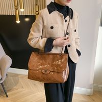 Women's Pu Leather Solid Color Streetwear Square Lock Clasp Tote Bag main image 5