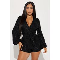 Women's Party Street Sexy Solid Color Shorts Sequins Rompers main image 4