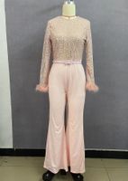 Women's Daily Street Casual Solid Color Full Length Sequins Feather Jumpsuits sku image 10