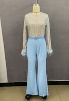 Women's Daily Street Casual Solid Color Full Length Sequins Feather Jumpsuits sku image 13