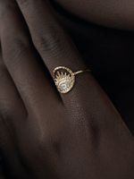 304 Stainless Steel 14K Gold Plated Simple Style Inlay Devil's Eye Zircon Adjustable Ring main image 5