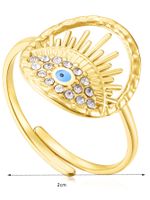 304 Stainless Steel 14K Gold Plated Simple Style Inlay Devil's Eye Zircon Adjustable Ring main image 2