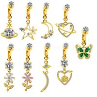 Sweet Streetwear Star Moon Heart Shape Stainless Steel Alloy Copper Plating Inlay Rhinestones Gold Plated Belly Ring main image 1