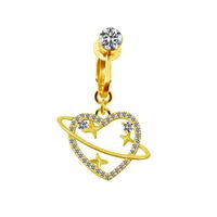 Sweet Streetwear Star Moon Heart Shape Stainless Steel Alloy Copper Plating Inlay Rhinestones Gold Plated Belly Ring sku image 2