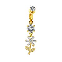 Sweet Streetwear Star Moon Heart Shape Stainless Steel Alloy Copper Plating Inlay Rhinestones Gold Plated Belly Ring sku image 6