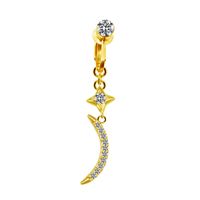 Sweet Streetwear Star Moon Heart Shape Stainless Steel Alloy Copper Plating Inlay Rhinestones Gold Plated Belly Ring sku image 9