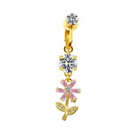Sweet Streetwear Star Moon Heart Shape Stainless Steel Alloy Copper Plating Inlay Rhinestones Gold Plated Belly Ring sku image 7