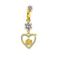 Sweet Streetwear Star Moon Heart Shape Stainless Steel Alloy Copper Plating Inlay Rhinestones Gold Plated Belly Ring sku image 8