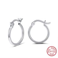 1 Pair Modern Style Classic Style Circle Plating Sterling Silver White Gold Plated Rhodium Plated Silver Plated Hoop Earrings main image 3