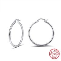 1 Pair Modern Style Classic Style Circle Plating Sterling Silver White Gold Plated Rhodium Plated Silver Plated Hoop Earrings main image 4