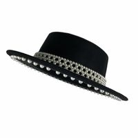 Women's Elegant Retro British Style Solid Color Pearl Wide Eaves Fedora Hat main image 3
