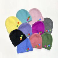 Unisex Preppy Style Simple Style Solid Color Button Eaveless Wool Cap main image 2