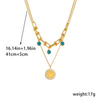 304 Stainless Steel 18K Gold Plated Retro Plating Geometric No Inlaid Layered Necklaces main image 3