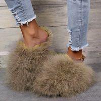 Women's Casual Solid Color Round Toe Plush Slippers sku image 13