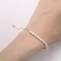 Elegant Baroque Style Simple Style Geometric Solid Color Freshwater Pearl Sterling Silver Plating 14k Gold Plated Bracelets main image 3