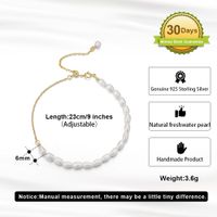 Elegant Baroque Style Simple Style Geometric Solid Color Freshwater Pearl Sterling Silver Plating 14k Gold Plated Bracelets main image 2