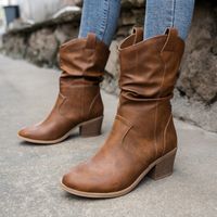 Women's Streetwear Solid Color Point Toe Riding Boots main image 4