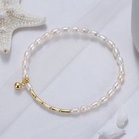 Lady Baroque Style Solid Color Freshwater Pearl Sterling Silver Plating 14k Gold Plated Bracelets main image 5