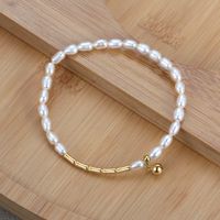 Lady Baroque Style Solid Color Freshwater Pearl Sterling Silver Plating 14k Gold Plated Bracelets main image 1