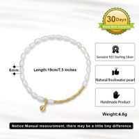 Lady Baroque Style Solid Color Freshwater Pearl Sterling Silver Plating 14k Gold Plated Bracelets main image 2
