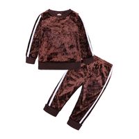 Basic Solid Color Velvet Polyester Girls Clothing Sets sku image 2