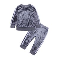 Basic Solid Color Velvet Polyester Girls Clothing Sets sku image 9