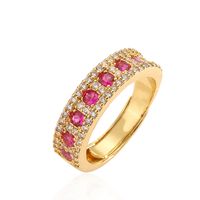 Elegant Luxurious Round Copper Plating Inlay Zircon 18k Gold Plated Open Rings main image 5