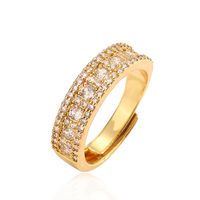Elegant Luxurious Round Copper Plating Inlay Zircon 18k Gold Plated Open Rings main image 4