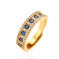 Elegant Luxurious Round Copper Plating Inlay Zircon 18k Gold Plated Open Rings main image 3