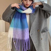 Women's Lady Color Block Imitation Cashmere Scarf main image 3