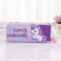 Unicorn Pv Velvet Class Learning Cute Pencil Case sku image 3