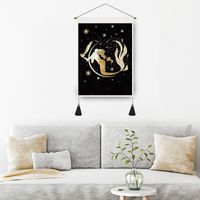 Retro Human Starry Sky Moon Polyester Tapestry Wall Art main image 5