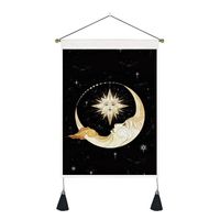 Retro Human Starry Sky Moon Polyester Tapestry Wall Art sku image 2
