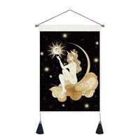 Retro Human Starry Sky Moon Polyester Tapestry Wall Art sku image 4