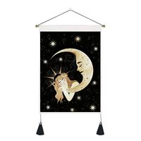Retro Human Starry Sky Moon Polyester Tapestry Wall Art sku image 3