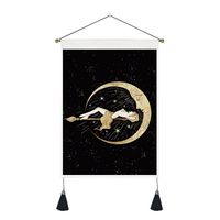 Retro Human Starry Sky Moon Polyester Tapestry Wall Art sku image 5
