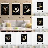 Retro Human Starry Sky Moon Polyester Tapestry Wall Art main image 6