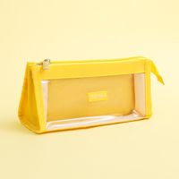Solid Color Pvc Class Learning Simple Style Pencil Case sku image 5