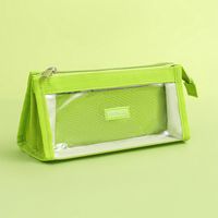 Solid Color Pvc Class Learning Simple Style Pencil Case sku image 4